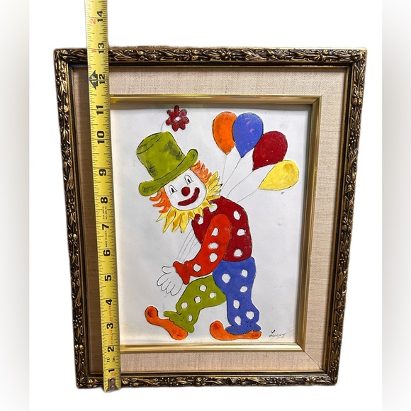 Cute Vintage Jean Lucey Enameled Copper Clown Painting - Great Quality & Detail - Picture 5 of 5
